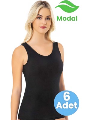 Tezzgelsin Kadın 6'lı Modal Kaşkorse Kalın Askılı Pedli Atlet