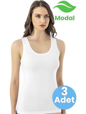 Tezzgelsin Kadın 3'lü Kalın Askılı Biye Detaylı Modal Atlet