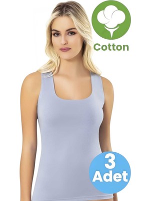 Tezzgelsin Kadın 3'lü Geniş Askılı Kare Yaka Pamuklu Atlet