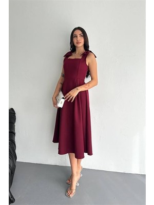 Dipmoda Kadın Askılı Fiyonk Detaylı Kloş Elbise DPK4185