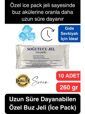 10 Adet 260 Gr Soğutucu Jel Poşet Buz Aküsü Yolculuk Seyahat Yiyecek Için Uygun Uzun Süre Dayanım