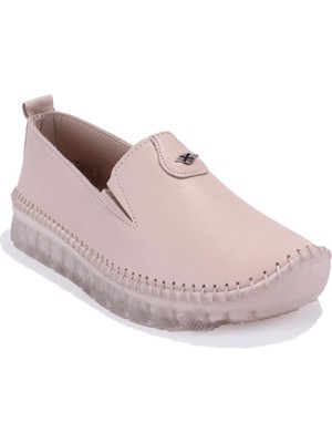 Dagoster DZA07-63114 Bej Ortopedik Günlük Deri Kadın Ayakkabı