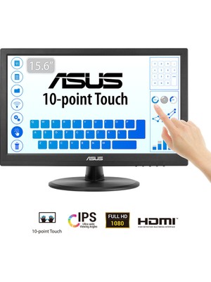 Asus Kurumsal VT169HE 15.6 IPS 1920X1080 5ms 60Hz 220CD HDMI VGA Vesa 3yıl 10 Parmak Dokunmatık, Eyecare Monitör