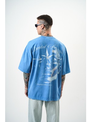 Respire Erkek Divided Personas Baskılı Yıkamalı Oversize T-Shirt Bordo
