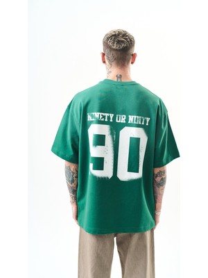 Respire Erkek Ninety Baskılı Oversize T-Shirt Nefti