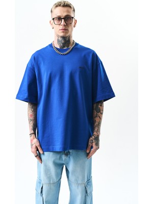 Erkek Respire Yazı Detaylı Oversize T-Shirt Saks