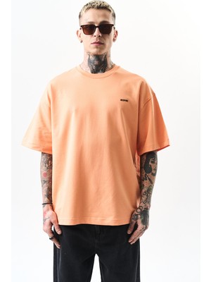 Respire Erkek Respire Yazı Detaylı Oversize T-Shirt Şeftali