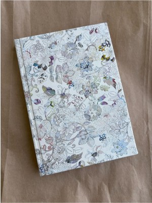 Atakids Lizy Deri Kapaklı Çiçek Desenli Çizgili Defter | 14X20 cm | 70 Yaprak | Sert Kapak |