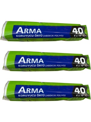 Arma Naylon Tadilat Boya Koruyucu Örtü Poşet Folyo - 4X10 Metre - 40 M2 - 3 Paket