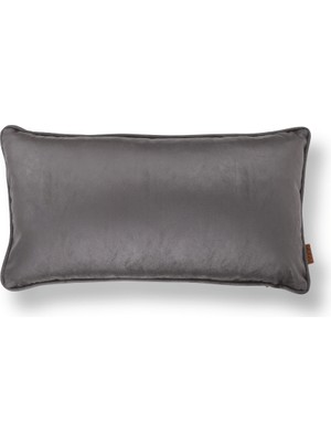 HoHo Decor Lara Modern Keten & Nubuk Kombin 35*65 Biyeli Kırlent Koyu Gri