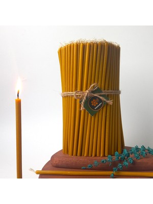 Almumu Mum Dilek Mumu Doğal Petek Ince Uzun Parti Nişan Düğün Ritüel Doğum Günü Mum 15 Adet Beeswax Candle (Sarı)