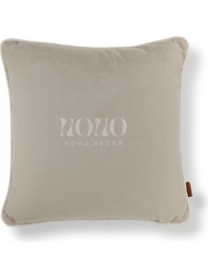 HoHo Decor Bob Mat Düz Kadife Yumuşak Tuşeli 50*50 Biyeli Kırlent Koyu Krem