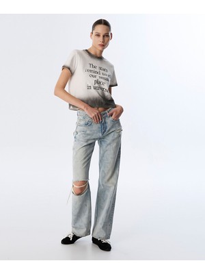 Eskitme Efektli Wıde Leg Jean Pantolon TS1250018046CC2