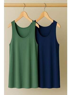 2 Adet A Kesim Rahat Kalıp Basic Kalın Askılı Atlet Tişört