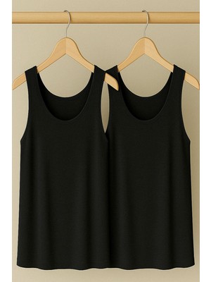 2 Adet A Kesim Rahat Kalıp Basic Kalın Askılı Atlet Tişört