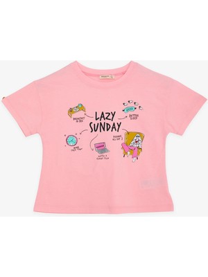 Breeze Kız Çocuk Tişört Baskılı 8-14 Yaş, Pudra