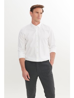 Altınyıldız Classics %100 Pamuk Tailored Slim Fit Dar Kesim Düğmeli Yaka Gömlek