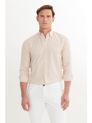 Altınyıldız Classics Pamuklu Slim Fit Dar Kesim Düğmeli Yaka Çizgili Gömlek