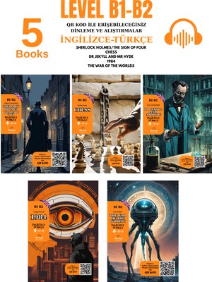 Ingilizce 5'li B1-B2 Seviye Qr Kod ile Dinlemeli ve Alıştırmalı Hikaye Seti