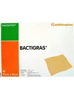 Smith & Nephew BACTIGRAS-KLORHEKDISIN 10 cm x 10 cm Tül Yara Yanık Bakım Örtüsü Pamuk Malzemeden 1 Kutu (10 Adet)