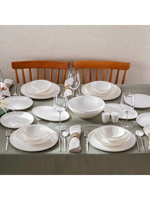 Emsan Alya Beyaz/gold 53 Parça 12 Kişilik New Bone Yuvarlak Yemek Takımı