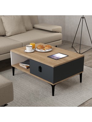 2001 Sare Orta Sehpa Sepet - Gri - Beyaz