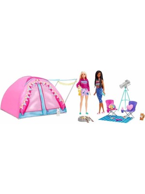 Barbie It Takes Two Kamp Oyun Seti, Çadır, 2 Barbie Bebek, Hayvanlar ve Teleskop Gibi 20'Den Fazla Aksesuarıyla, 3 Yaş ve Üzeri Hgc18