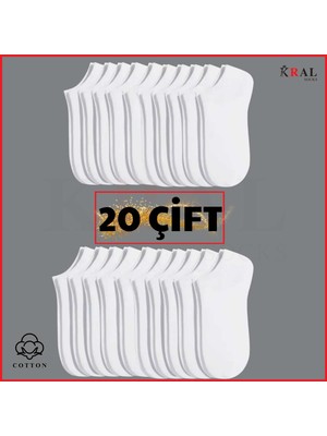 Kral Socks Kadın - Erkek (20 Çift ) Düz Desen Ekonomik Bilek Boy Patik Çorap