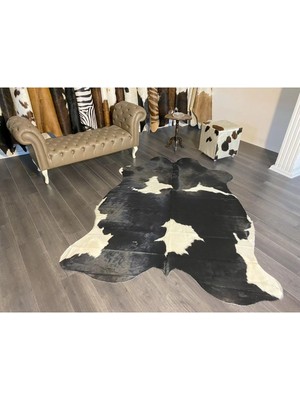 Hakiki Deri Dana Postu Siyah - Beyaz 180 x 205 - 0701000087