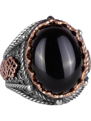 Doğal Oniks Taş Yüzük, 925 Ayar Katı Gümüş Erkek Yüzüğü, Tutku ve Enerji Tasarımı