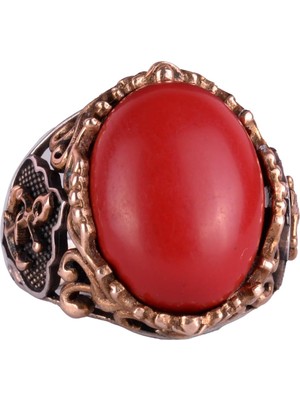 Kırmızı Mercan Yapay Taş Yüzük, Denizci Halat Gümüş Yüzük, 925 Ayar Gümüş Yapay Taş Yüzükler - Çeşitli & Farklı Koleksiyon