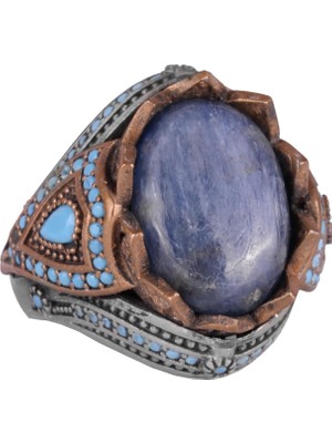 Doğal Taş Yüzük - El Yapımı 925 Ayar Gümüş Yüzük (Kyanit)