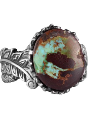 Doğal Arizona Turkuaz Taş Yüzük, 925 Ayar Gümüş Yüzük, Minimalist El Yapımı Yüzük (Stil-15)