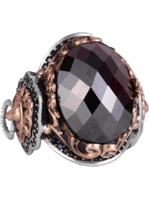 925 Ayar Gümüş Erkek Yüzük, El Yapımı Aslan Başı Erkek Yüzük, Zarif El Yapımı Gümüş Yüzük (Oluşturulmuş Obsidiyen)