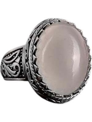 El Yapımı Cabochon Doğal Akuamarin Taşı Yüzük - Sakin 925 Ayar Katı Gümüş Erkek Yüzük - Şeffaflık ve Sakinlik Tasarımı
