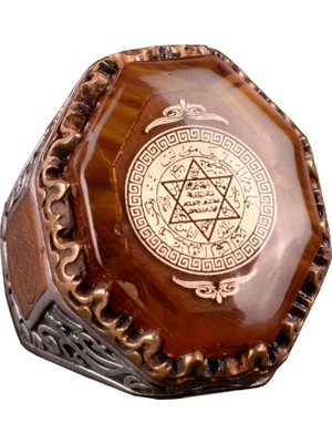 Süleyman Mührü Yüzüğü, Tılsım Yüzüğü, El Yapımı Yüzük, 925 Ayar Gümüş Erkek Yüzüğü