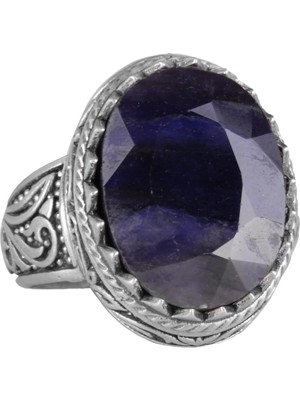 El Yapımı Doğal Mavi Safir Taşlı Yüzük - Şık 925K Katı Gümüş Erkek Yüzüğü - Sadakat ve Bilgelik Tasarımı