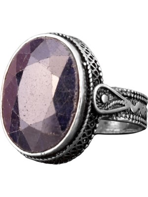 Doğal Mavi Safir Taşlı Yüzük, 925 Ayar Gümüş Yüzük