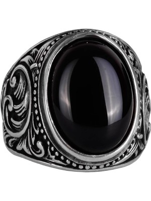 Doğal Oniks Taş Yüzük, 925 Ayar Katı Gümüş Erkek Yüzük, Tutku ve Enerji Tasarımı