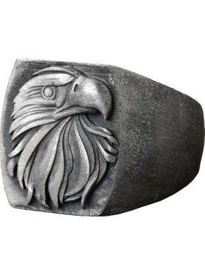 El Yapımı Kartal Başı Yüzük, Gümüş Erkek Yüzüğü - Özgürlüğün ve Gücün Sembolü