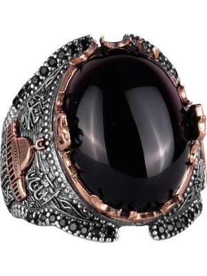 Doğal Oniks Taşlı Yüzük, 925 Ayar Katı Gümüş Erkek Yüzük, Tutku ve Enerji Tasarımı