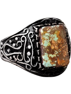 Arizona Turkuaz Taş Yüzük, 925 Ayar Gümüş Yüzük Erkekler Için, Gümüş Yüzük Taş Bandı