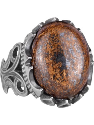 925 Ayar Katı Gümüş Erkek Yüzük - Doğal Taş Seçeneği ile El Yapımı Tasarım (Bronzit)