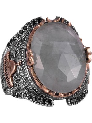 Doağl Akuamarin Taşlı Yüzük, 925 Ayar Katı Gümüş Erkek Yüzüğü, Huzur Denizi Tasarımı