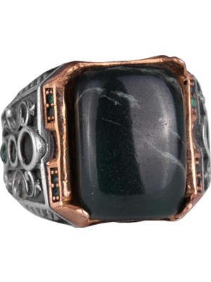 925 Ayar Gümüş Yüzük - Doğal Taş Yüzük - El Yapımı Yüzük (Jade)