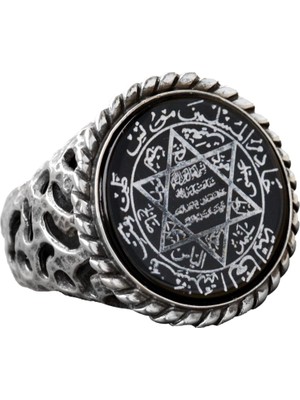 Davud Of Star, Süleyman Tılsımı 925 Ayar Gümüş Erkek Yüzük - Spiritüel Koruma