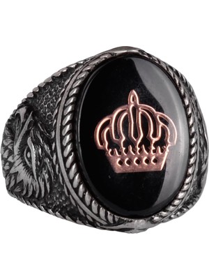 Damgalı Yüzük - Erkek Yüzüğü - 925K Gümüş El Yapımı Erkek Yüzüğü (Bir Krallığın Tacı)