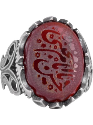 925 Ayar Gümüş Yüzük, Islami Yüzük, Erkek Yüzük, Doğal Akik Taşı