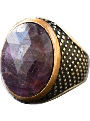 Safir Doğal Taş Erkek 925 Ayar Gümüş Yüzük - Kraliyet ve Güçlü