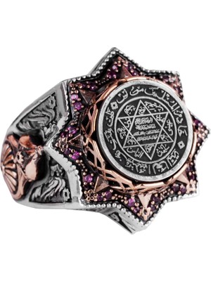 David Yıldızı Erkek Yüzüğü, Süleyman Yüzüğü, 925 Ayar Gümüş Yüzük Erkekler Için